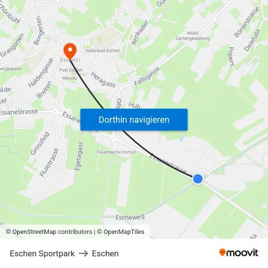 Eschen Sportpark to Eschen map