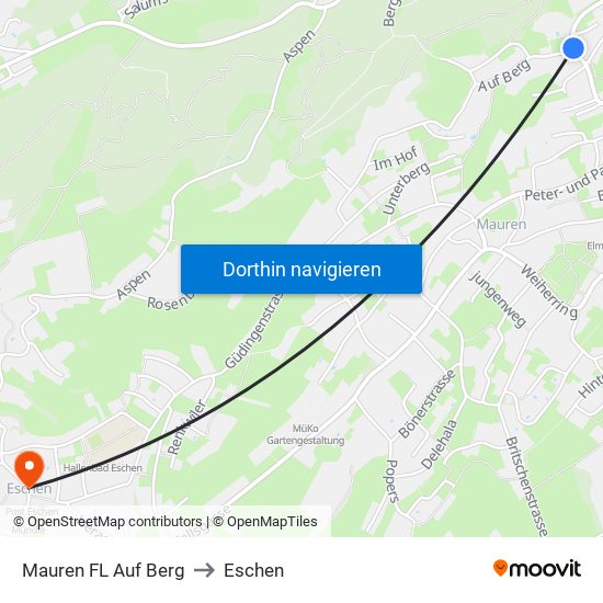 Mauren FL Auf Berg to Eschen map