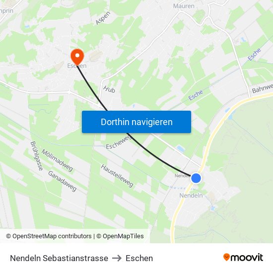 Nendeln Sebastianstrasse to Eschen map