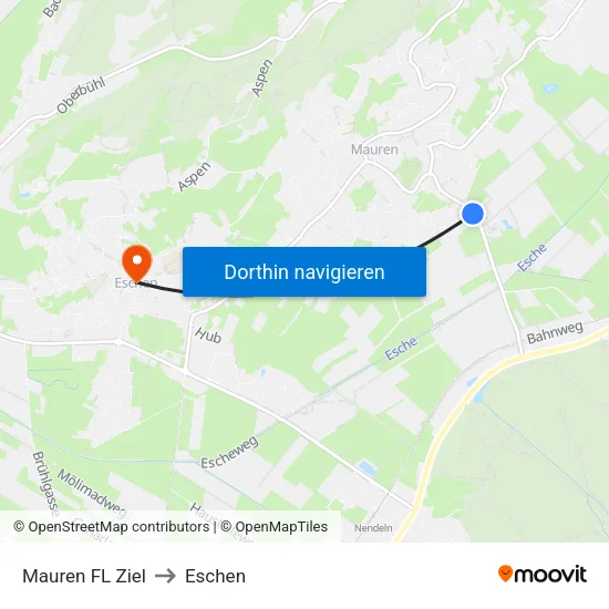 Mauren FL Ziel to Eschen map