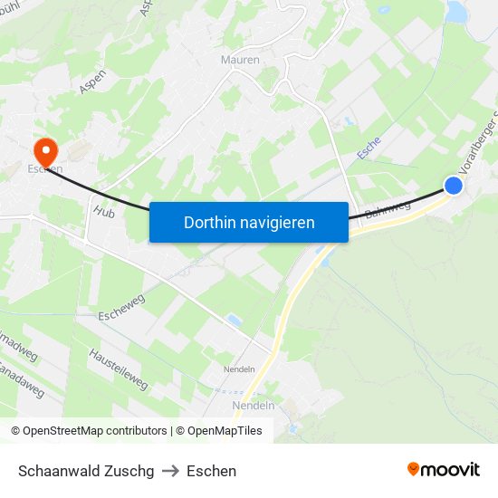 Schaanwald Zuschg to Eschen map