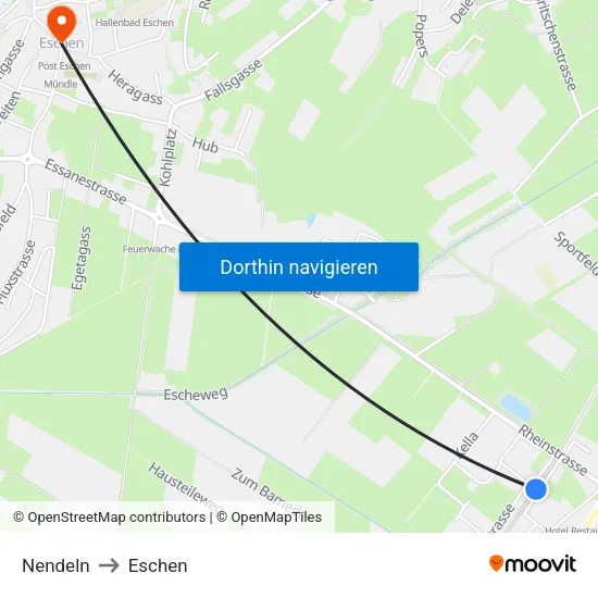 Nendeln to Eschen map