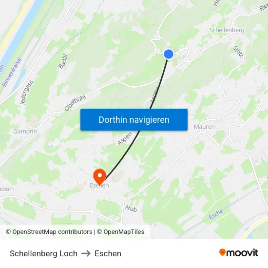Schellenberg Loch to Eschen map