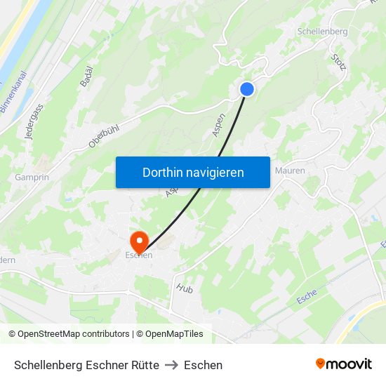 Schellenberg Eschner Rütte to Eschen map