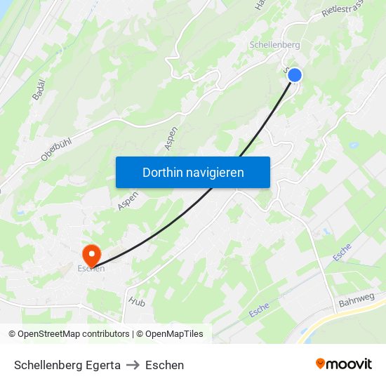 Schellenberg Egerta to Eschen map