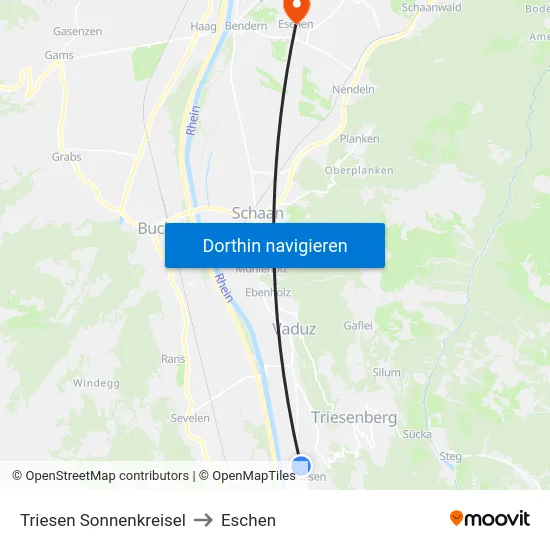 Triesen Sonnenkreisel to Eschen map