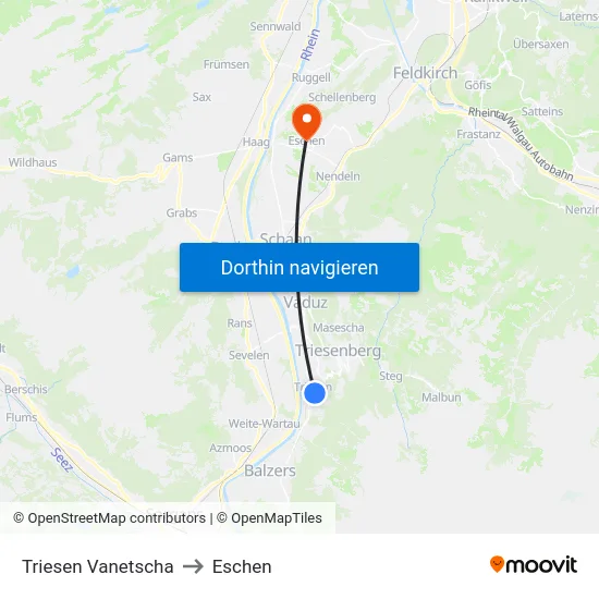 Triesen Vanetscha to Eschen map