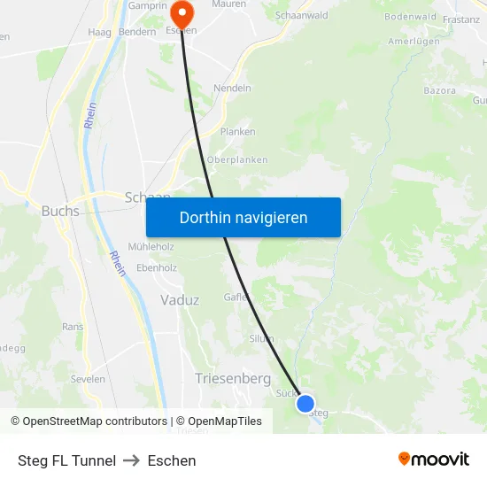 Steg FL Tunnel to Eschen map