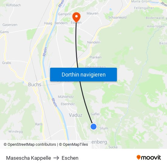 Masescha Kappelle to Eschen map