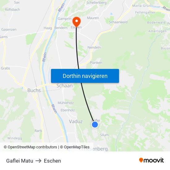 Gaflei Matu to Eschen map