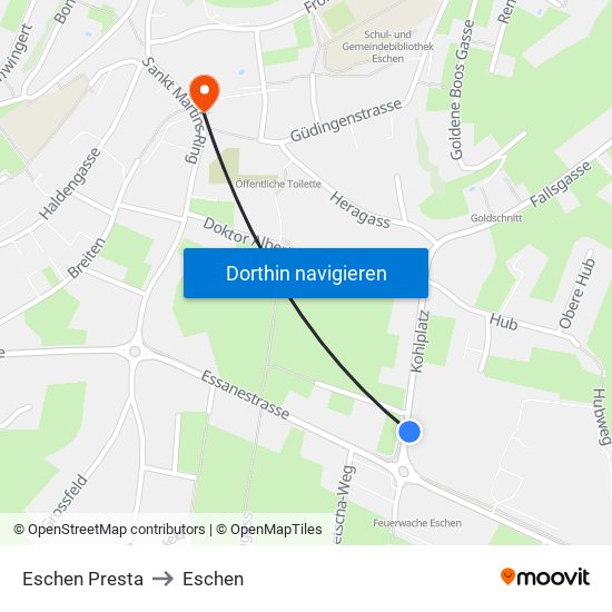 Eschen Presta to Eschen map