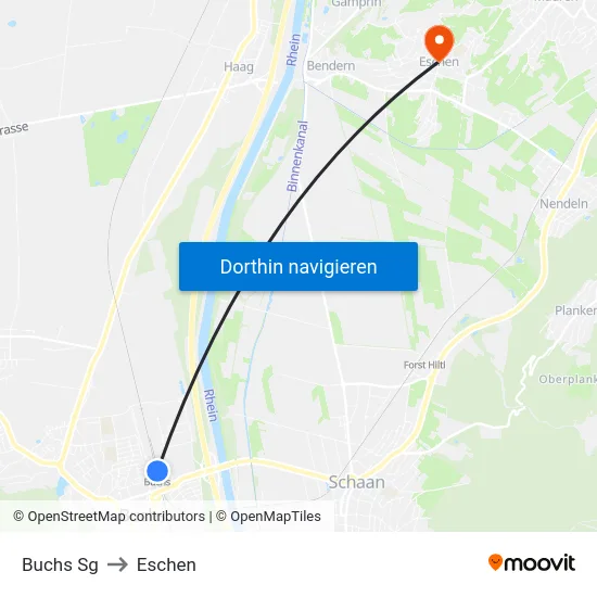 Buchs Sg to Eschen map