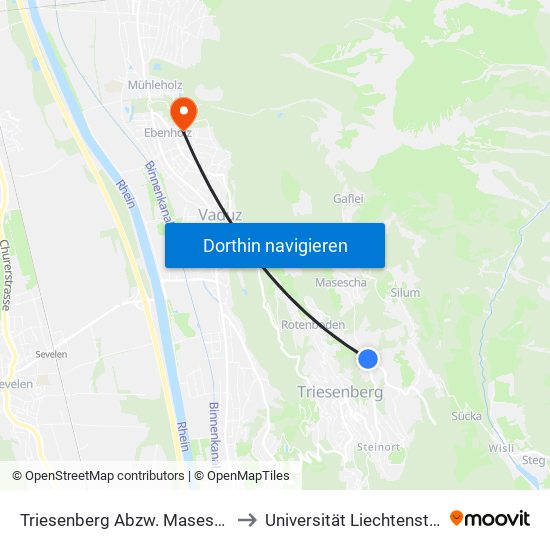 Triesenberg Abzw. Masescha to Universität Liechtenstein map