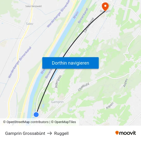 Gamprin Grossabünt to Ruggell map