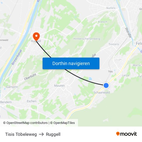 Tisis Töbeleweg to Ruggell map