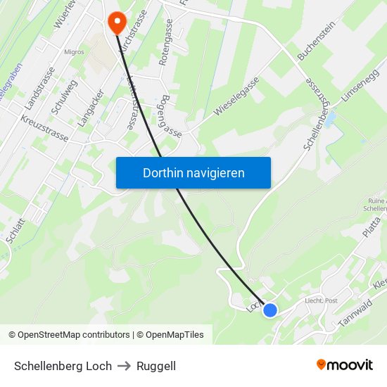 Schellenberg Loch to Ruggell map