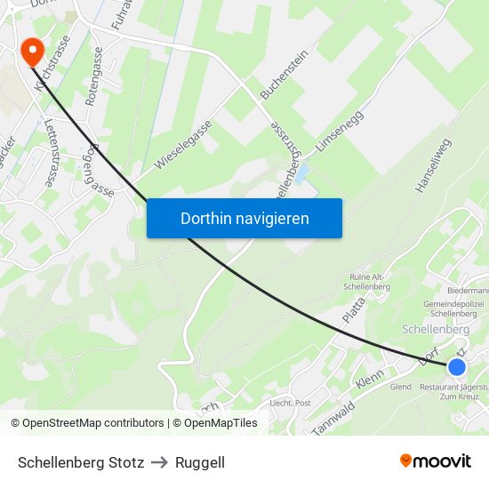 Schellenberg Stotz to Ruggell map