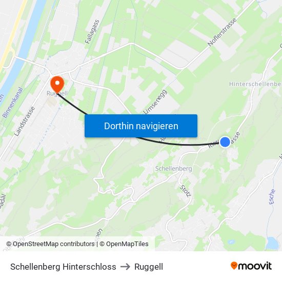 Schellenberg Hinterschloss to Ruggell map