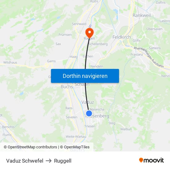 Vaduz Schwefel to Ruggell map