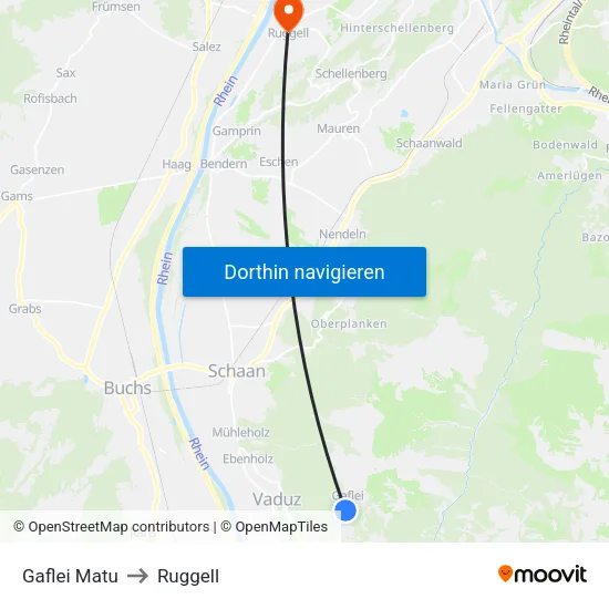 Gaflei Matu to Ruggell map