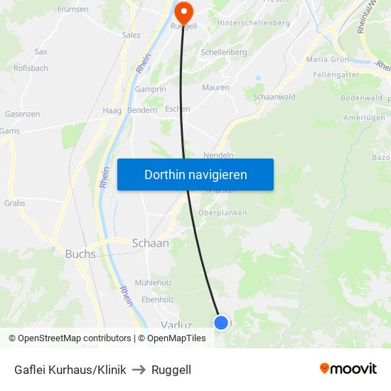 Gaflei Kurhaus/Klinik to Ruggell map