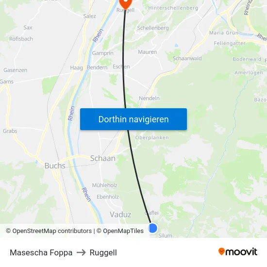 Masescha Foppa to Ruggell map