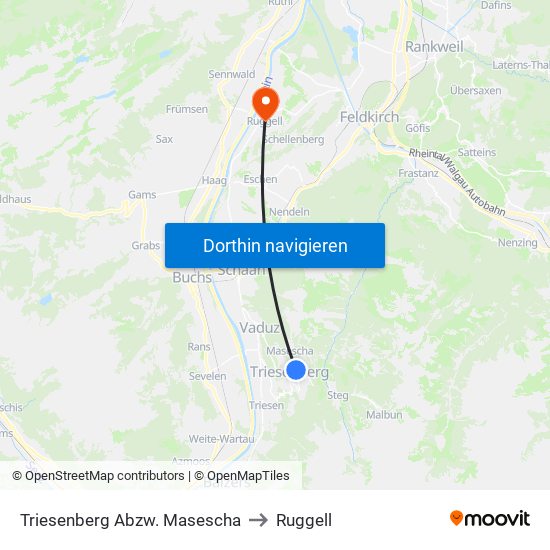 Triesenberg Abzw. Masescha to Ruggell map