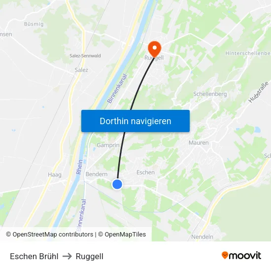 Eschen Brühl to Ruggell map
