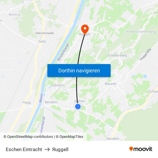 Eschen Eintracht to Ruggell map