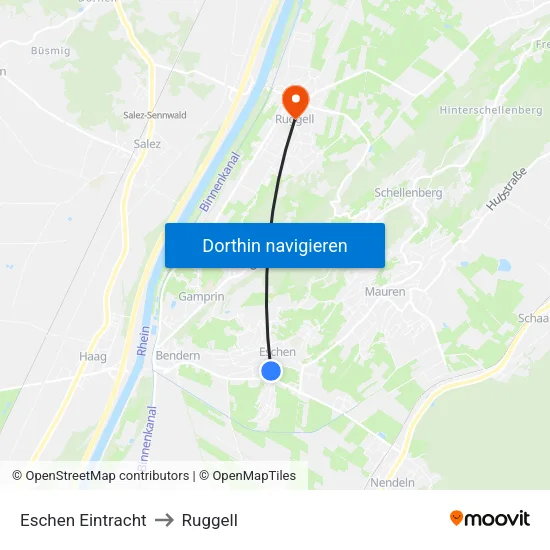 Eschen Eintracht to Ruggell map