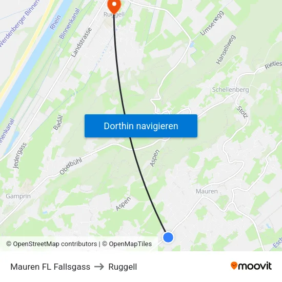 Mauren FL Fallsgass to Ruggell map