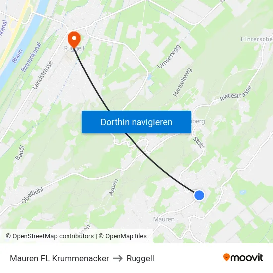 Mauren FL Krummenacker to Ruggell map