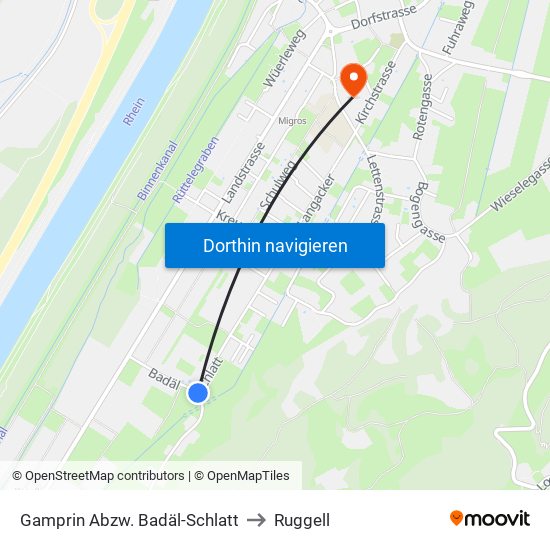 Gamprin Abzw. Badäl-Schlatt to Ruggell map