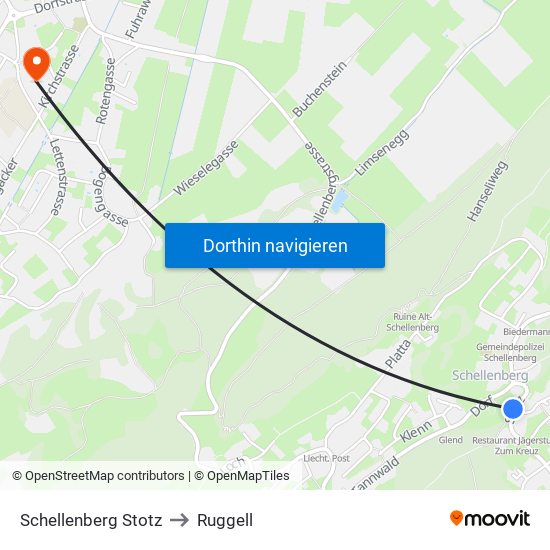 Schellenberg Stotz to Ruggell map