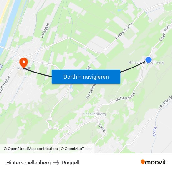 Hinterschellenberg to Ruggell map