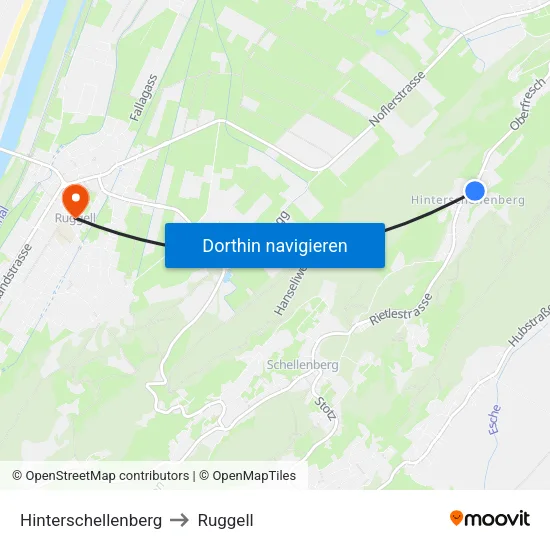 Hinterschellenberg to Ruggell map