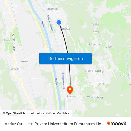 Vaduz Quäderle to Private Universität Im Fürstentum Liechtenstein (Ufl) map