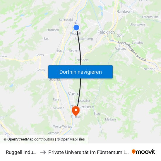 Ruggell Industriering to Private Universität Im Fürstentum Liechtenstein (Ufl) map