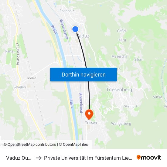 Vaduz Quäderle to Private Universität Im Fürstentum Liechtenstein (Ufl) map