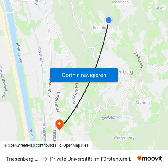 Triesenberg Almeina to Private Universität Im Fürstentum Liechtenstein (Ufl) map