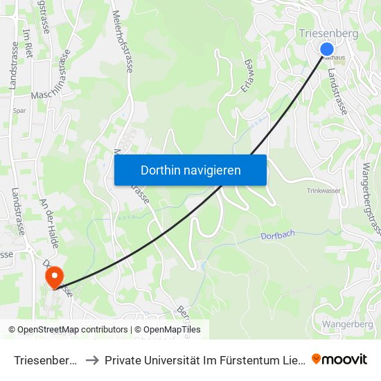 Triesenberg Post to Private Universität Im Fürstentum Liechtenstein (Ufl) map