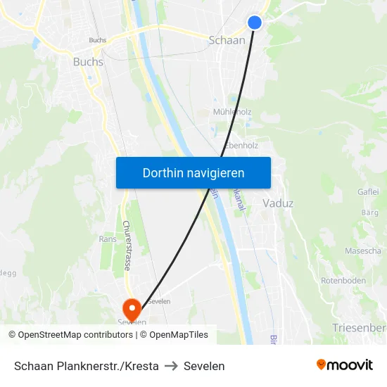 Schaan Planknerstr./Kresta to Sevelen map