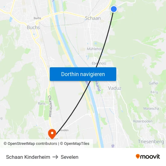 Schaan Kinderheim to Sevelen map