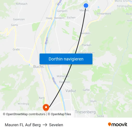 Mauren FL Auf Berg to Sevelen map