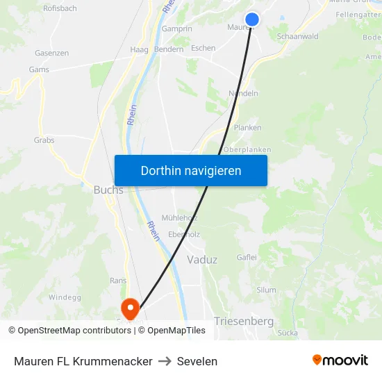 Mauren FL Krummenacker to Sevelen map