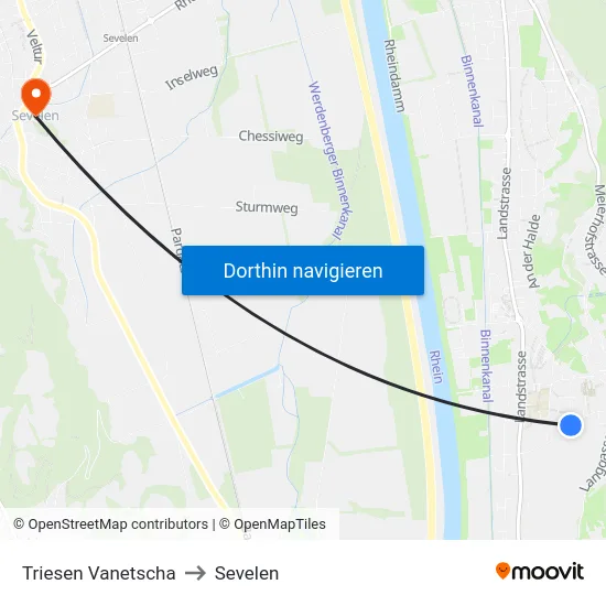 Triesen Vanetscha to Sevelen map