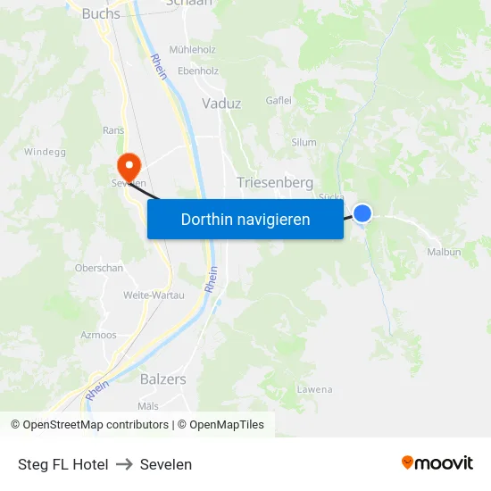 Steg FL Hotel to Sevelen map