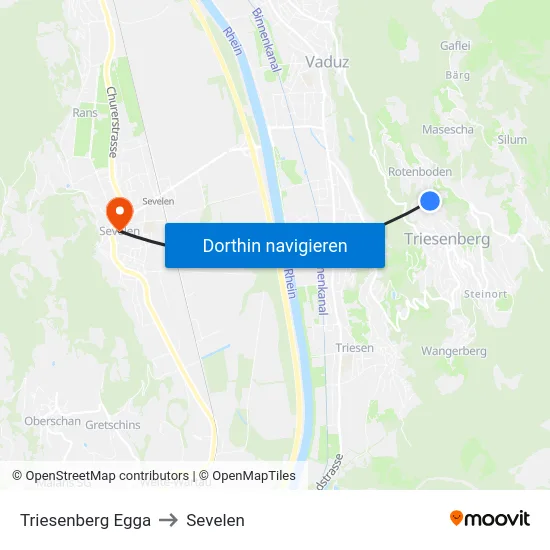 Triesenberg Egga to Sevelen map