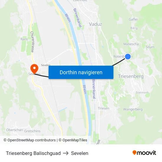Triesenberg Balischguad to Sevelen map