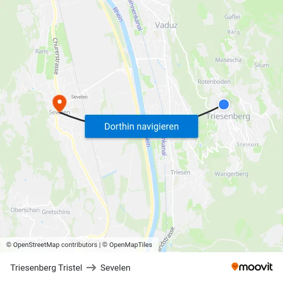 Triesenberg Tristel to Sevelen map